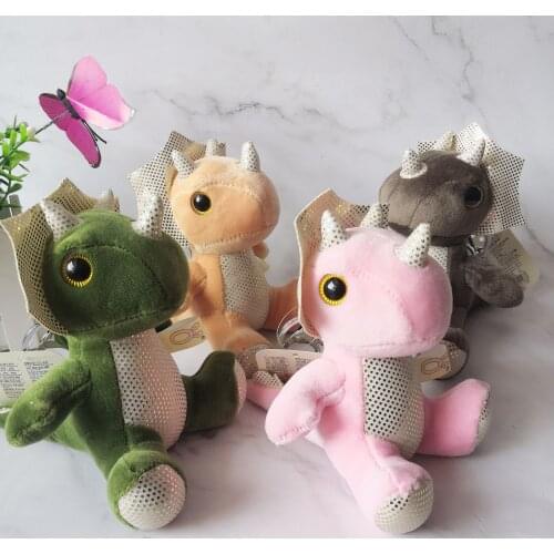 Creative New cute 15cm New cute triceratops dinosaur pendant plush doll bed bag accessories pretty Keychain kids christmase gift