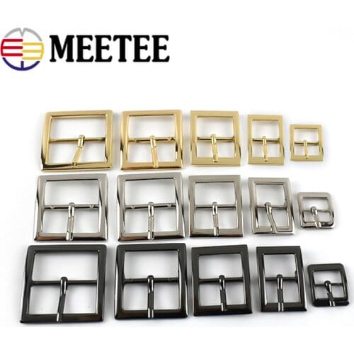 Meetee 5pcs 16/19/25/32/38mm Metal Pin Clasp Belt Buckle Bag Strap Adjust Hook Webbing Slider Clip Buckles DIY Shoe Decor Button