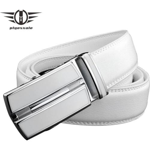 2021 New Men White Leather Belt Luxury Brand Genuine Leather Belt With Automatic Buckle High Quality Mens Business Belts B374