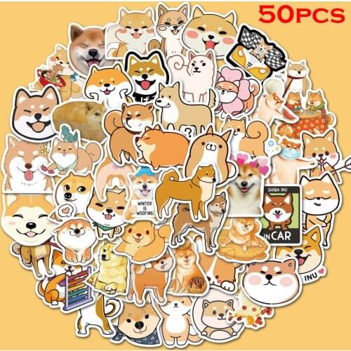 50PCS Cute Cartoon Shiba Inu Stickers DIY Phone Snowboard Laptop Luggage Fridge Guitar Graffiti Waterproof Classic Stickers