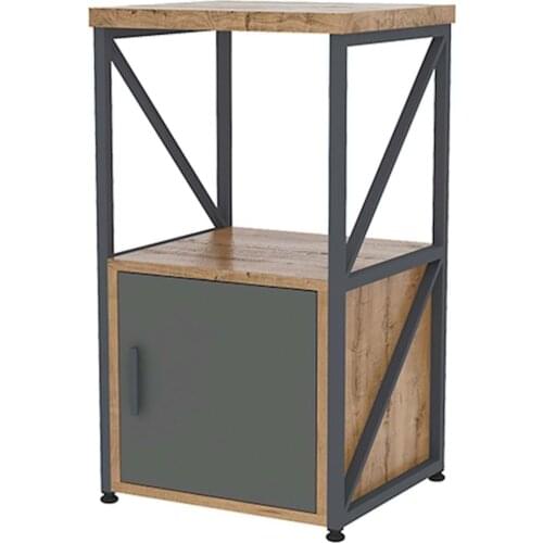 Space Office Metal Office Cabinet Bookshelf Shelf Line 003 Caucasian Oak-Anthracite