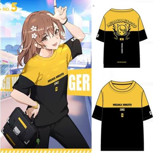A Certain Scientific Railgun Magical Index Misaka Mikoto Cosplay Sleeve T-shirt Tee Men Women Student Cotton Tops Summer