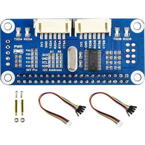 Expansion Board for Raspberry Pi 4B/3B/Zero SC16IS752 I2C Interface Two-Way Uart Serial Port Module
