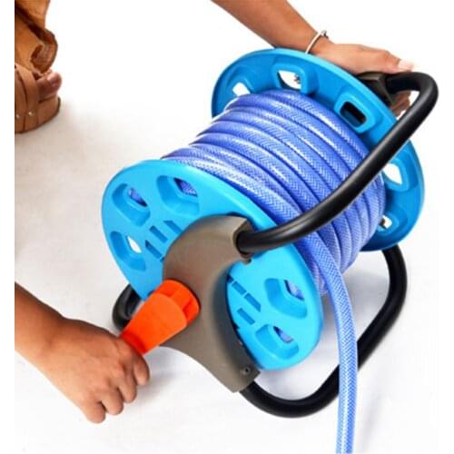 Portable Garden 25M Water Hose Reel Cart Storage Rack Holder Winding Waterpipe Bracket Shaking Tools A0KF