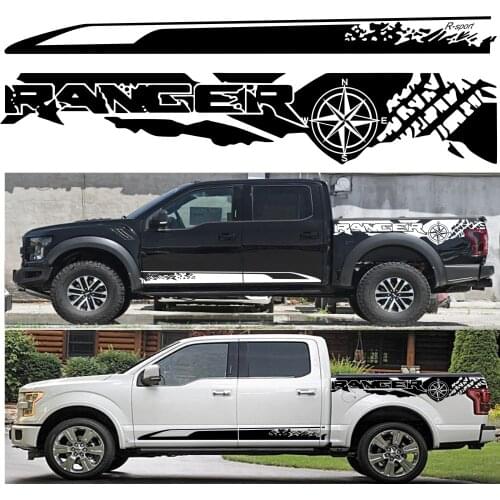 Tire print compass adventure off road vinyl graphics decals car stickers fit for Ford Ranger and wildtrack Bed box