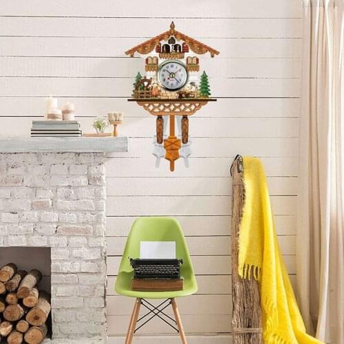 Retro Style Wooden Cuckoo Wall Clock Art Wall Mounted Cuckoo Clock Roman Numeral Handicraft Wall Clock Decorations
