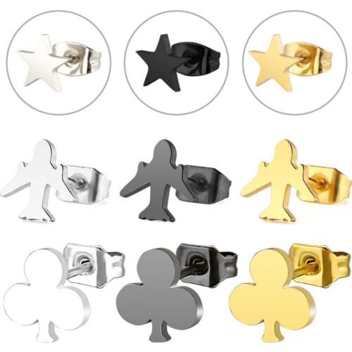 Fashion Star Flower aircraft stainless steel Stud Earrings For Women Classic minimalist Ear jewelry Birthday Gifts
