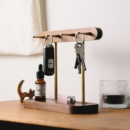 Black Walnut Storage Rack Solid Wood Jewelry Box Entrance Key Storage Rack Porch Desktop Shelf