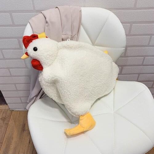 Chickens Shape Bag Zipper Crossbody Bags Fun Design Purse For Women Soft Fleece Cute Shoulder Bags Sacs A Bandouliere Bolsos