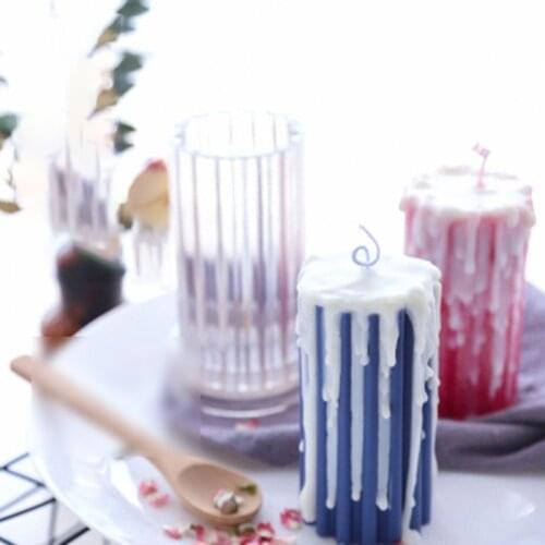 Handcraft Candle Mold 3D Molds For Candles Handmade Scented Candles Soap Making Mould Round Coarse Tooth Stripe DIY Candle Tool