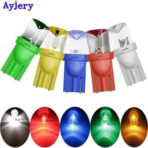 AYJERY 10X 6V 6.3V T10 194 168 Concave Lens LED Bulbs With Wedge Car Door Lights White Red Blue Green Amber LED Wedge Side Bulbs