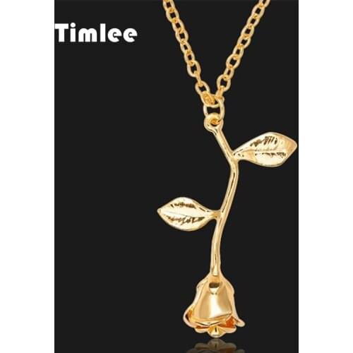Timlee N166 Delicate Three-dimensional Hollow Rose Pendant Metal Necklaces Fashion Jewelry Valentines Day Gift Wholesale