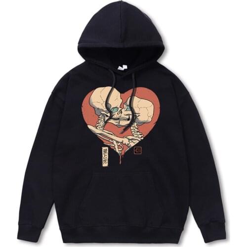 Hoody Love Hug Heart Pattern Till Death Do Us Part Male Pullover Loose High Quality Men Hooded Sweatshirt Punk Vintage Hoodies