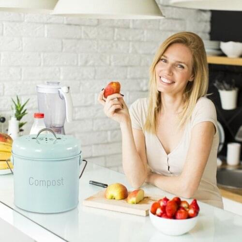 High Quality Kitchen Compost Bin Kitchen Composter for Food Waste Coal Filter Light Green Compost Bin 3L