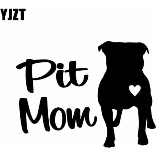YJZT 14.6X11.1CM Funny Animal Vinyl Decal Car Sticker Pit Mom Pit Bull Pitbull Dog Black/Silver C24-1199