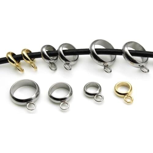Stainless Steel Larger Hole Bail Beads Spacer Beads Pendant Clips Clasps Connectors For Bracelet Necklace DIY Jewelry Making