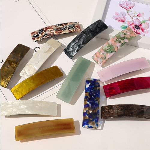 Marble Print Side Clips Women Hairgrips Vintage Rectangle Hairpins Acetate Resin Hair Clips For Girls Hair Accessories Barrettes