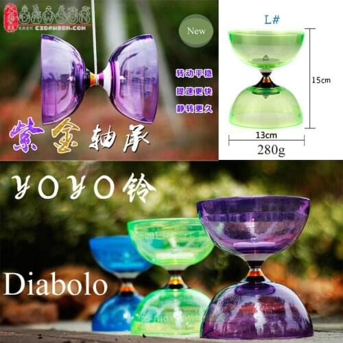 130mm*150mm Big L# YOYO 3 Bearings Diabolo Set Packing Clear Blue Purple Green Red String Bag Kongzhu