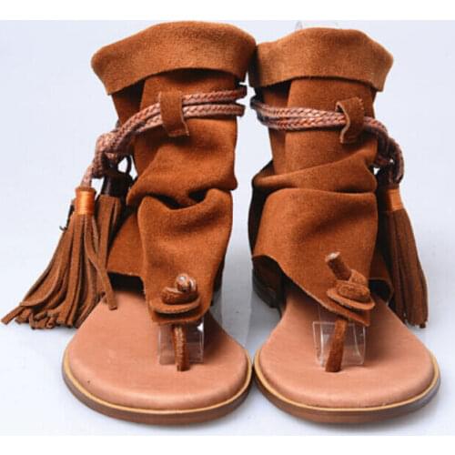 2021 Hot New Bohemia Women Flat Heels Sandals Tassels Fringe Suede Shoes Flip Flops Boots