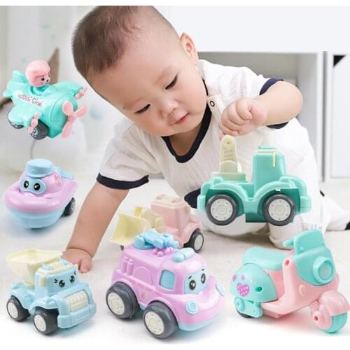 3/5/7Pcs Baby Mini Cartoon Construction Vehicle Pull Back Inertia Toy Car Set