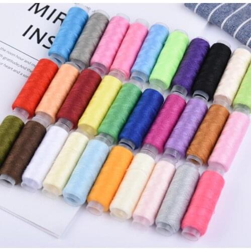 38Colors Mixed Colors Polyester Yarn Sewing Thread Roll Machine Hand Embroidery 200 Yard Each Spool Durable For Home Sewing Kit
