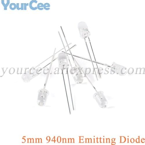 50pcs LED 5mm 940nm IR Infrared Emitting Diode Round Tube Light Lamp Water Clear Emitter Emission