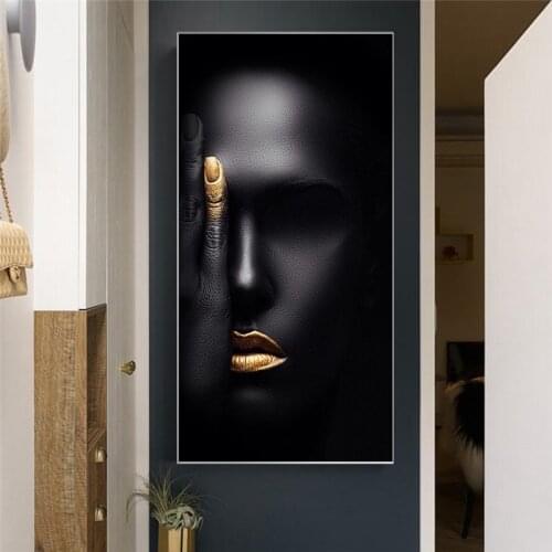 Abstract Black Nordic Woman Face Portrait Canvas Painting Posters and Prints Scandinavian Wall Art Picture for Living Room