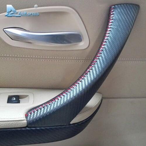 Airspeed 3pcs for BMW E90 3 Series 320li 318 325 Accessories 05-12 Leather Interior Grab Handle Cover Carbon Fiber Car Styling