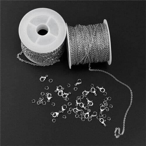 10 meters/roll stainless steel jewelry chain+20 lobster clasp +40 circles Earrings Chain Necklace Accessories Handmade Bracelets