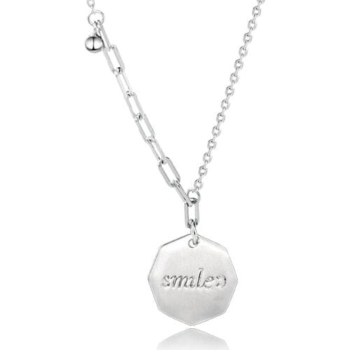 Smile Letter S925 Sterling Silver Necklace Female Simple Geometric Type Clavicle Chain Jewelry