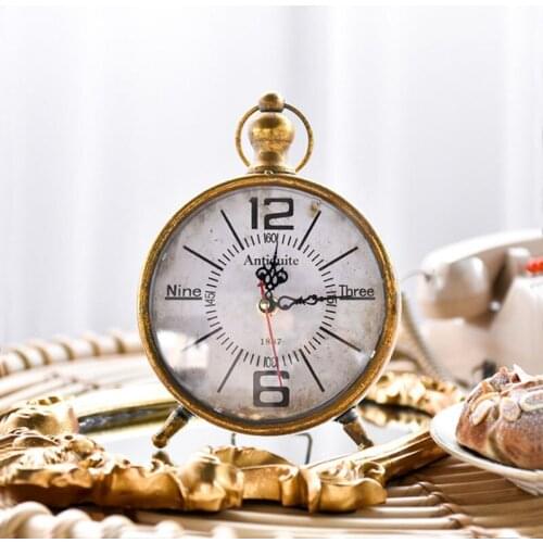 NEW EUROPEAN AMERICAN COUNTRY RETRO TABLE CLOCK CREATIVE VINTAGE CLOCK HOME DECORATION DESKTOP BAR CAFE STUDY ROOM TABLE WATCH