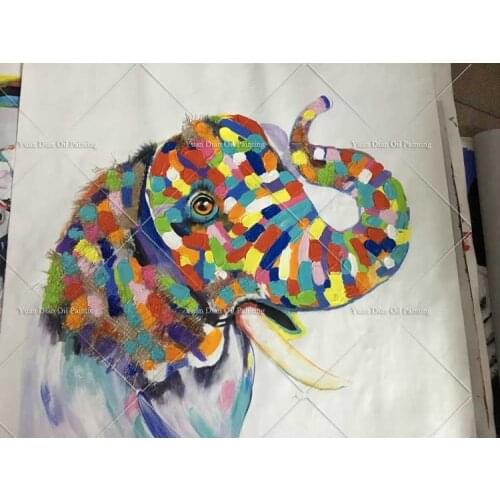 Colorful knife Palette knife animal elephant hand painted oil painting high skilled mordern hand painted oilpainting on canvas