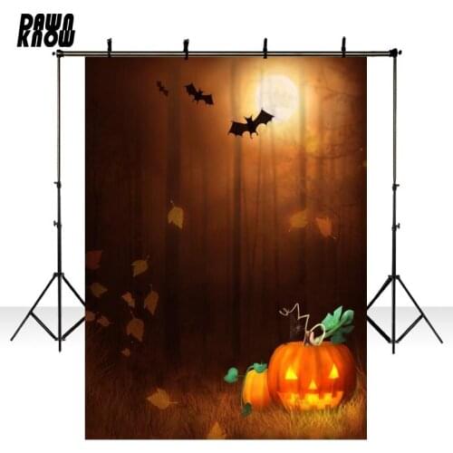 DAWNKNOW Cartoon Pumpkin Lamp Bat Photography Background Photocall Children Night Forest Backdrops Baby Photo Studio HA013