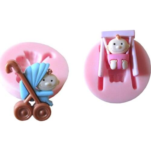 Baby Car Shape Fondant Cake Silicone Mold Chocolate Candy Molds Cookies Pastry Biscuits Mould Baking Cake Decoration Tools Aouke