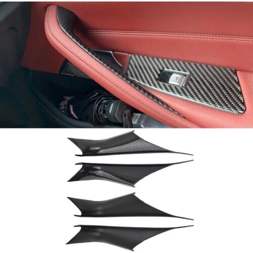 For BMW 5 Series G30 G38 2018 2019 New Car Interior Carbon Fiber Texture Door Armrest Pull Handle Protective Cover Trim