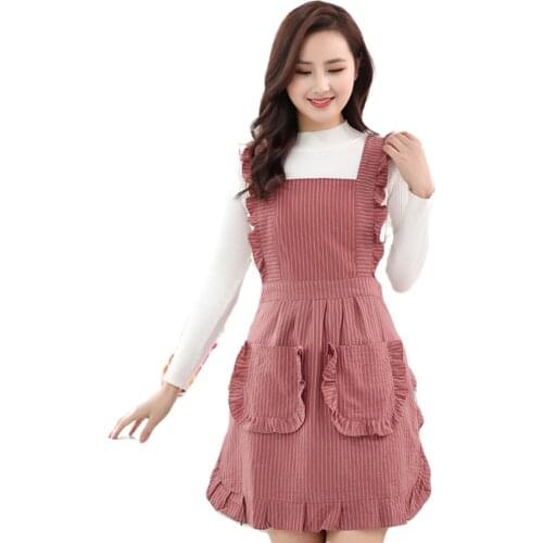 Apron With Pocket Cotton Kitchen Household Women Oil-proof Work Clothes Bakery Accessories