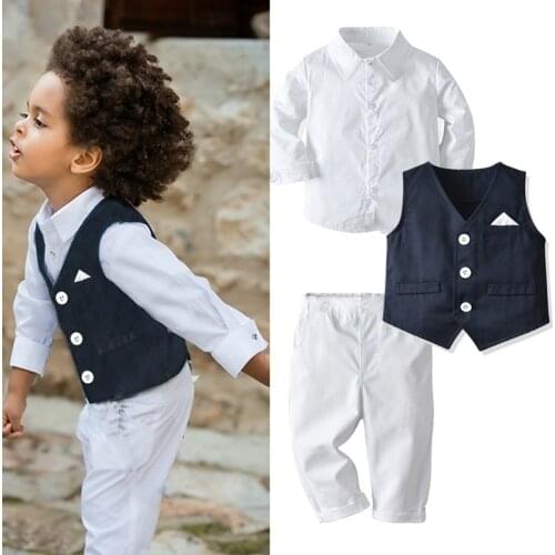 Gentleman Kids Boy Clothes Set Wedding Party Baby Boys Spring Autumn 1-6 Years Boy Clothing 3Pcs High Quality Christmas Outfits