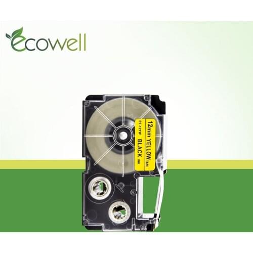 Ecowell label maker ribbon XR-12YW 12mm label tape XR12YW compatible for Casio KL-750 KL-60 KL-120 KL-60SR label printer XR 12YW