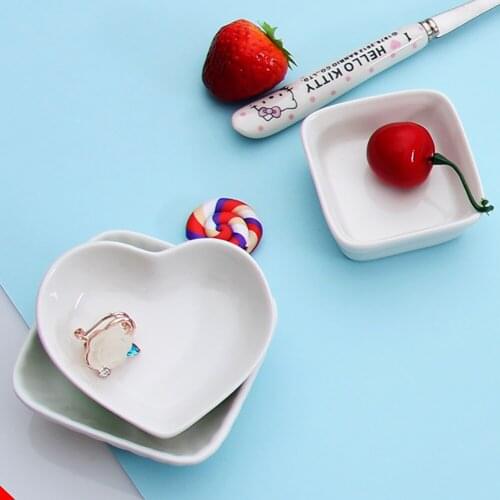 Mini Ceramic Dish Photography Background Accessories Heart Flower Shape Storage Plate Studio Photo Backdrops for Jewelry Earring