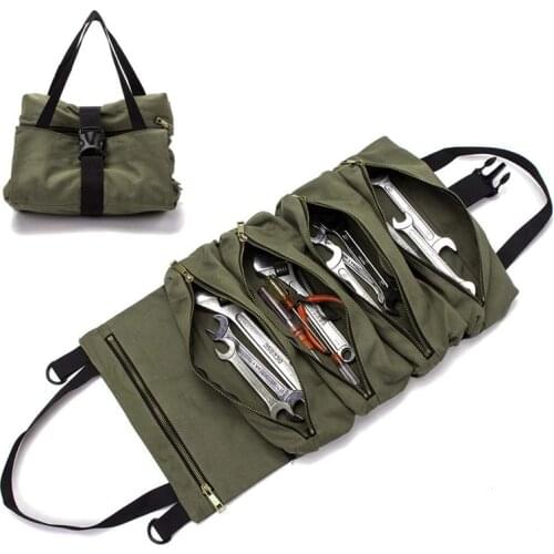 Roll Tool Multi-Purpose Tool Roll Up Bag Wrench Roll Pouch Hanging Tool Zipper Carrier Tote