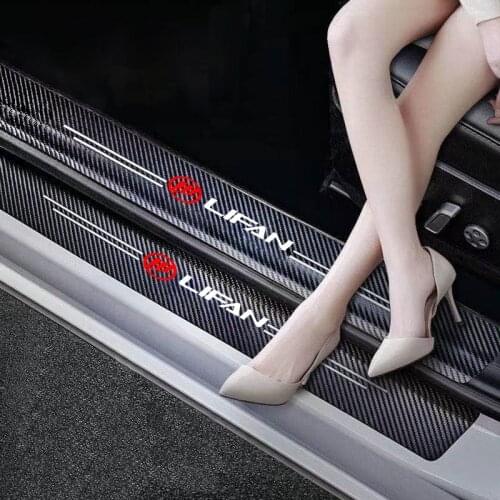 4pcs car Sticker door carbon leather Fiber Sill Plate For lifan solano x60 x50 650 Emblem Stickers Accessories