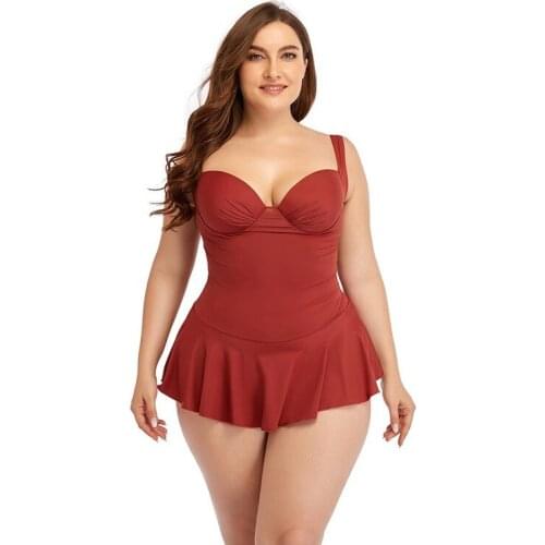 2021 New Fashion Ladies One-piece Large Size Swimsuit Skirt Solid Color Skin-friendly Fabric Swimwear Swimwear Bikini XXXXL