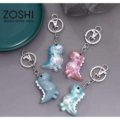 New 1PC Cute Beautiful Shining Candy Color Cartoon Dinosaur Key Chain Key Ring Silver Plated Suitable For Girls Or Ladies Gifts