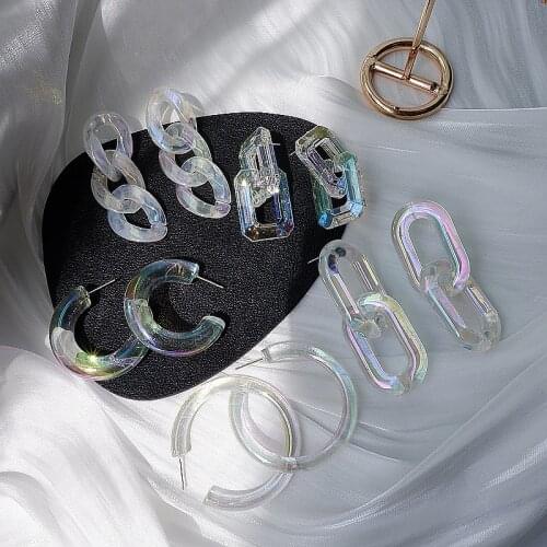 New Design Transparent Acrylic Chain Earrings 2020 C-Shaped Circle Earrings For Women Jewelry Gifts Charm Earring