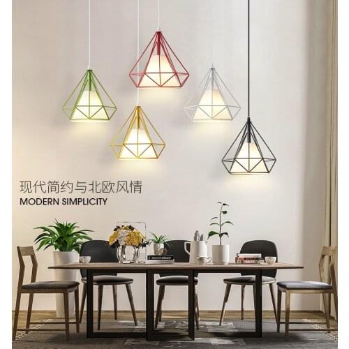 Northern European-Style Lighting Creative Industrial Style Iron Diamond Chandelier Modern Minimalist Cool Dining Chandelier Bar