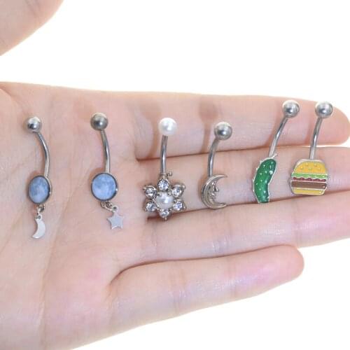 1Pc 100% Surgical Steel Silver Color New Steel Rhinestone Sexy Belly Navel Piercing Belly Piercing Women Belly Button Rings