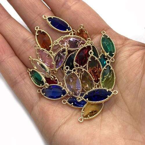 Charms for Jewelry Making ,Ladies DIY Necklace Accessories, Fashion Charm Wedding Jewelry, 10PCS Crystal Metal Connector