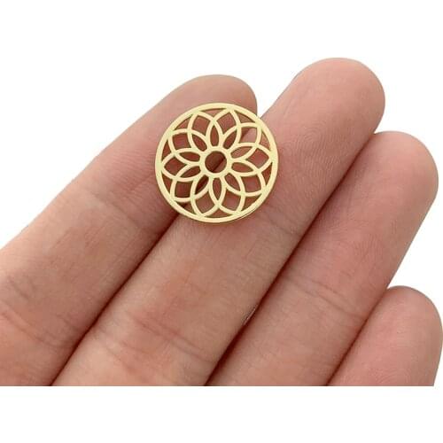 20 x Antique Gold Color Flower of Life Open Round Hollow Charms Pendants for Necklace Bracelet Jewellery Making Accessories