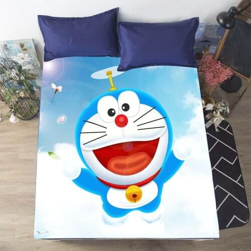 Bed Fitted Sheet Doraemon Bedding Set Antislip Home Multiple-colors Bed Cover Bedspread and Pillow Case for Adult Chidren