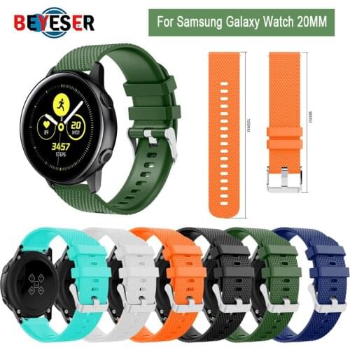20mm Silicone Watchband for Samsung Galaxy Watch 3 41mm 42mm Soft Band Strap Bracelet for Gear S2 Sport SM-R810 Active 40mm 44mm